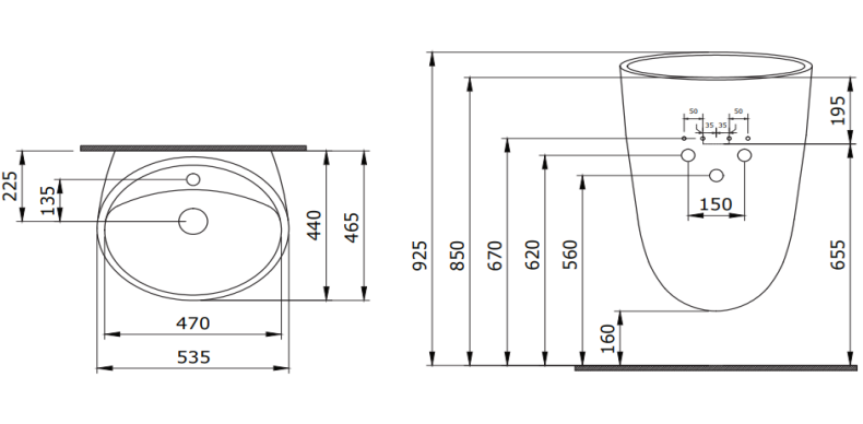 LAVABO GUSTAV 55x35 BELI BOCCHI - Image 2
