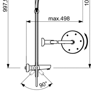 BATERIJA ZA KADU SA USPONSKIM TUŠEM IDEALRAIN - IDEAL STANDARD B1097 - Image 2