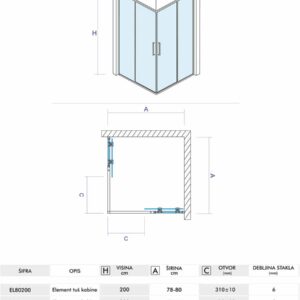 ELEMENT0 QUARTZ TUŠ PARAVAN COMBO 100 EL100200 - Slika 3