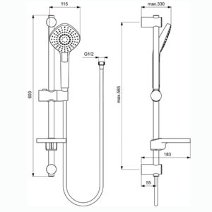 SET BATERIJA KADA I LAVABO + KLIZNA SIPKA ESLA - IDEAL STANDARD BC264AA - Image 3