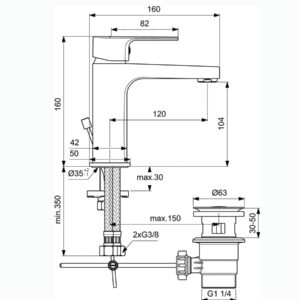 SET BATERIJA KADA I LAVABO + KLIZNA SIPKA ESLA - IDEAL STANDARD BC264AA - Image 2