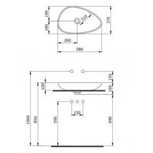 LAVABO ETNA 58CM SJAJ MANDARINA ZUTA - Image 2
