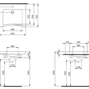 LAVABO GUSTAV 62X41 BELI BOCCHI - Image 2
