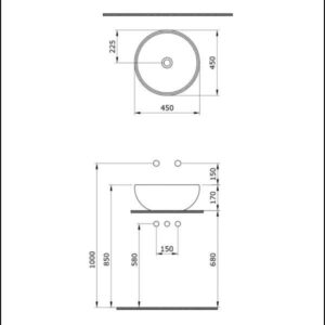 LAVABO ROMA 45x45 CRNI MAT BOCCHI - Image 2