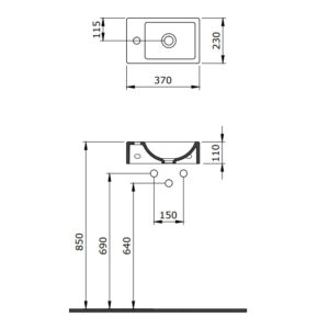 LAVABO 37x23 MAT CRNI LEVI BOCCHI - Image 2