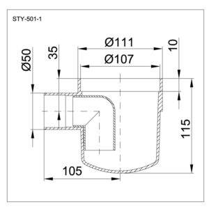 SLIVNIK Ø50 PODNI 1 KRAK - STYRON STY-501-1 - Slika 2