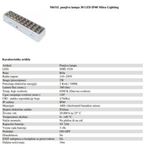 LAMPA LED 30 IP40 PUNJIVA 6500K - MITEA LIGHTING M631L - Slika 4
