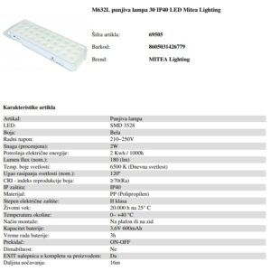 LAMPA LED 30 IP40 PUNJIVA 6500K - MITEA LIGHTING M632L - Image 5