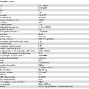 LED SIJALICA E27/13W 3000K - MITEA LIGHTING - Slika 3